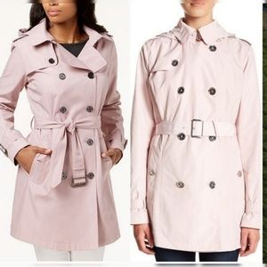 Michael Kors • Classic Polyester Button Belted Blush Pale Pink Trench Coat [XL]